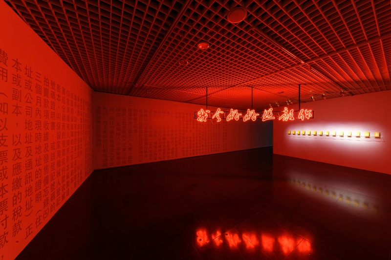 王韓芳策劃《即溶生活–未來記憶的想像》於台北北師美術館展覽現場，施昀佑作品《我會好好照顧你》展出